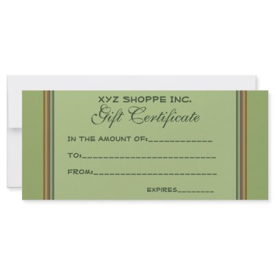 Gift Certificate green biege stripes by DonnaGrayson