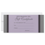 Gift Certificate grey black stripes Custom Rack Card
