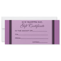 Gift Certificate purple black stripes
