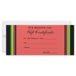 Gift Certificate rainbow stripes