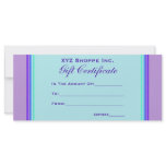 Gift Certificate turquoise purple Rack Card Design