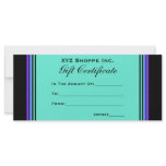 Gift Certificate turquoise purple Custom Rack Cards