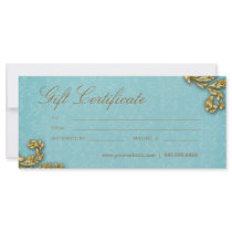 Gift Certificates Salon Spa Gold Leaf Blue Rack Cards