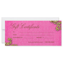 Gift Certificates Salon Spa Gold Leaf Pink Rack Card Template