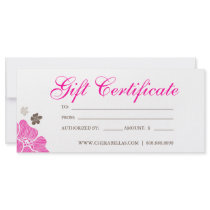 Gift Certificates Salon Tropical Flower pink brown Custom Rack Card