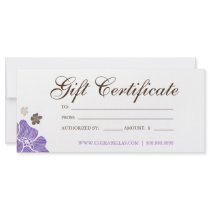 Gift Certificates Salon Tropical Flower purple bro Customized Rack Card