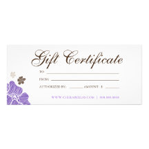 Gift Certificates Salon Tropical Flower purple bro Customized Rack Card