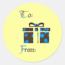 Gift Sticker Seal yellow and blue stickers