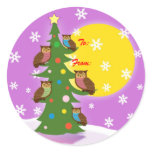 Gift tag sticker Christmas owl