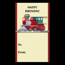 Gift Tag Train Happy Birthday business cards