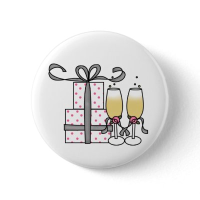 Gifts and Champagne Button by weddingsareus