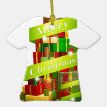 Gifts tree with Merry Christmas ribbon Christmas Ornament