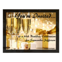 Gilded Bubbly 50th Custom Invitations