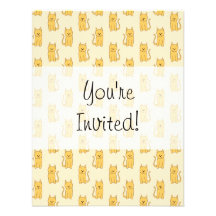 Ginger Cat Pattern. Personalized Invite