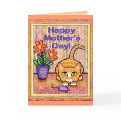 Ginger Tabby Cat Mother's Day Greeting Card by jamiecreates1