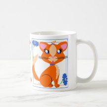 Ginger Toon Kitty with Flowers Mug
