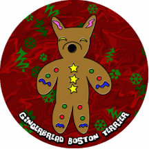 Gingerbread Boston Terrier Christmas Ornament Photo Cutout