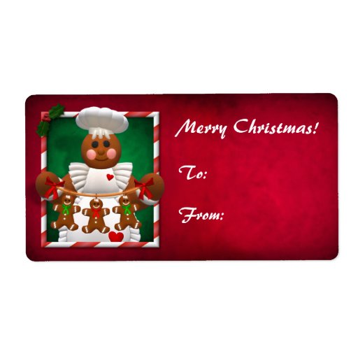 Gingerbread Family: Bakery Girl Personalized Shipping Labels