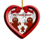 Gingerbread Family Three Heart Snowflake Ornament