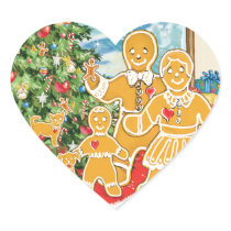 Gingerbread Family With Their Christmas Tree Stickers