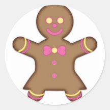 Gingerbread Girl Round Stickers