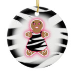 Gingerbread Girl - Zebra Print and Pink Christmas Ornaments