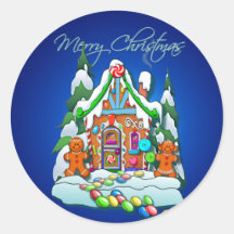 GINGERBREAD HOUSE by SHARON SHARPE Round Stickers