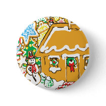Gingerbread House Frosted Cookies Christmas Scene Pin