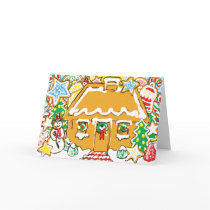 Gingerbread House Frosted Cookies Christmas Scene Cards