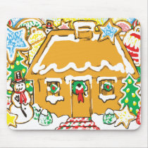 Gingerbread House Frosted Cookies Christmas Scene Mouse Pad