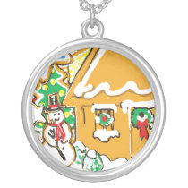 Gingerbread House Frosted Cookies Christmas Scene Pendant