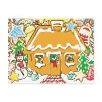 Gingerbread House Frosted Cookies Christmas Scene Postcards