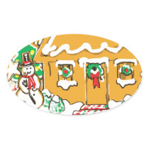 Gingerbread House Frosted Cookies Christmas Scene Stickers