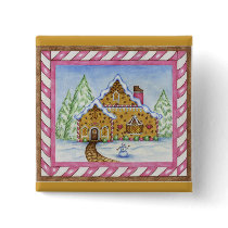 Gingerbread House Lodge Button