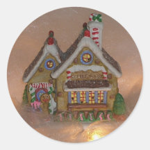 Gingerbread House Porcelain Round Sticker