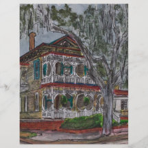 gingerbread house Savannah Georgia art painting Flyer