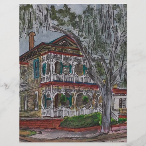 gingerbread house Savannah Georgia art painting Flyer