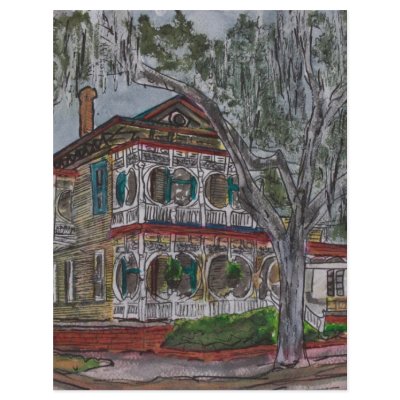 gingerbread house Savannah Georgia art painting Customized Letterhead by dereklovessheila