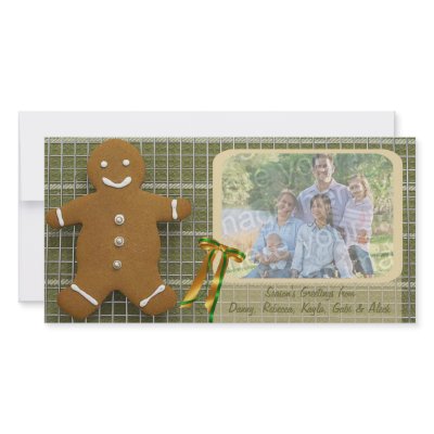 Gingerbread Man And Ribbon Photo Holiday Card Photo Greeting Card by StationeryStore