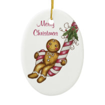Gingerbread Man Candy Cane Ornament