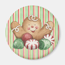Gingerbread Man & Candy Refrigerator Magnets