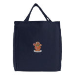 Gingerbread Man Embroidered Tote Bags