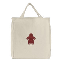 Gingerbread Man Embroidery Pattern Tote Bag