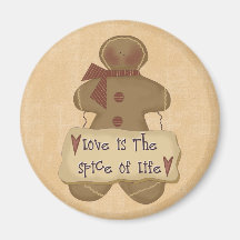 Gingerbread Man Love is the Spice of Life Magnets