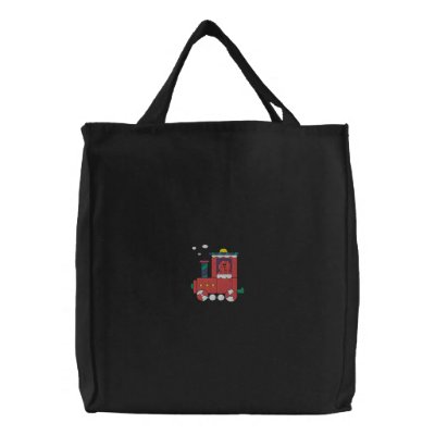 Gingerbread Man Train Embroidered Bag by christmas_tshirts