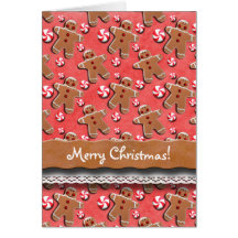 Gingerbread Men Cookies Candies Red Card
