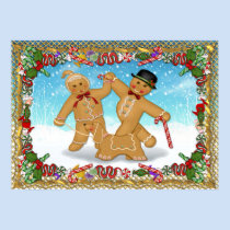 Gingerbread Trio with Border posters