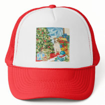 Gingerbread Wishes American Bulldog Christmas Art Mesh Hats