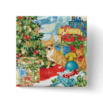 Gingerbread Wishes Chihuahua Christmas Art Pinback Button