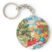 Gingerbread Wishes Chihuahua Christmas Art Keychains